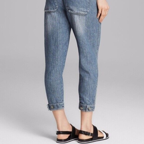 Free People Slouchy Easy Chambray Harem Cargo Drawstring Jean Pant Size S NWT - Picture 4 of 10